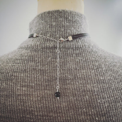 チョーカー ハート 鱗 銀 ラメ 水晶 紺 TAMARUSAN