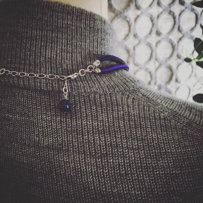 チョーカー 紺 鱗 組紐 正絹 銀 TAMARUSAN