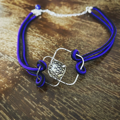 チョーカー 紺 鱗 組紐 正絹 銀 TAMARUSAN