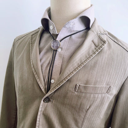 革紐ループタイ 銀ラメ 紺 ヘリンボーン TAMARUSAN