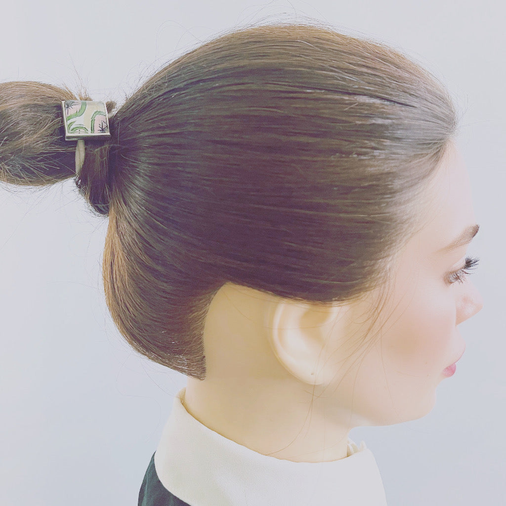 ヘアゴム レモン ピンク 四角 シンプル 高級ヘアゴム