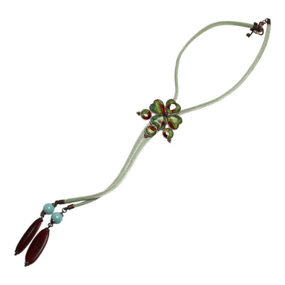 リボンループタイ レモン ホーン 緑 ネックレス