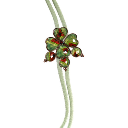 リボンループタイ レモン ホーン 緑 ネックレス