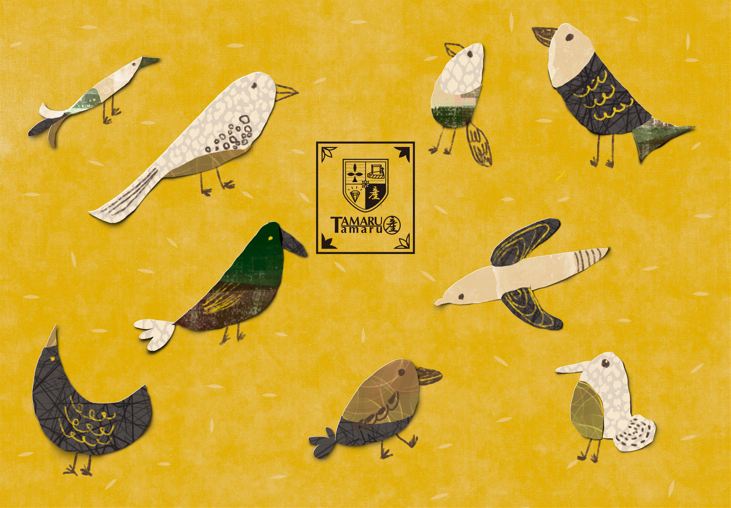 切り絵鳥 壁紙 ロゴ入り（無料）5363× 3727px JPG