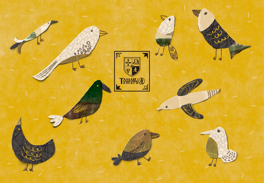 切り絵鳥 壁紙 ロゴ入り（無料）5363× 3727px JPG