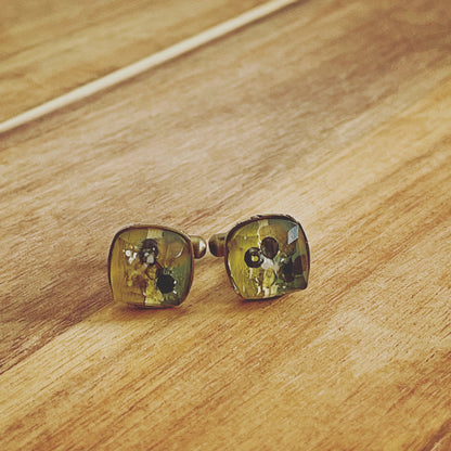 カフスボタン グリーン 四角 樹脂 カフスボタン