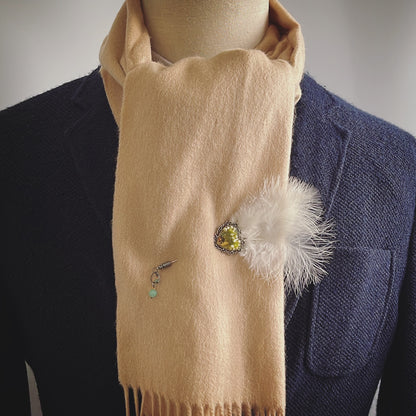 羽つきハットピン 緑 マーブル柄 ハート TAMARUSAN