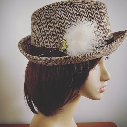 羽つきハットピン 緑 マーブル柄 ハート TAMARUSAN