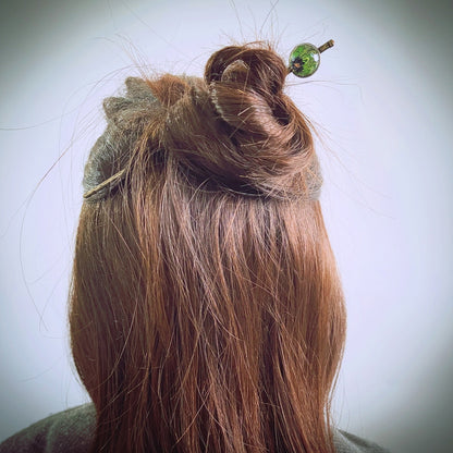 玉かんざし 緑 マーブル 一本挿し TAMARUSAN