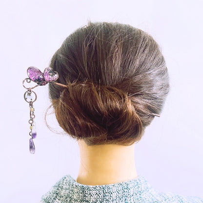 かんざし 蝶 紫 マーブル アメジスト TAMARUSAN