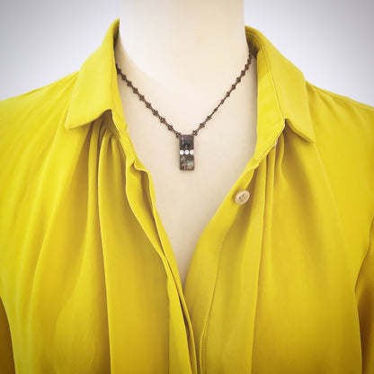 ネックレス 四角 紫 アンティーク風 ネックレス