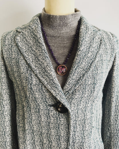 ロングネックレス アメジスト マーブル 紫 TAMARUSAN