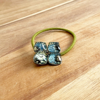 ヘアゴム 高級 紫陽花 青 マーブル 贈り物 高級ヘアゴム