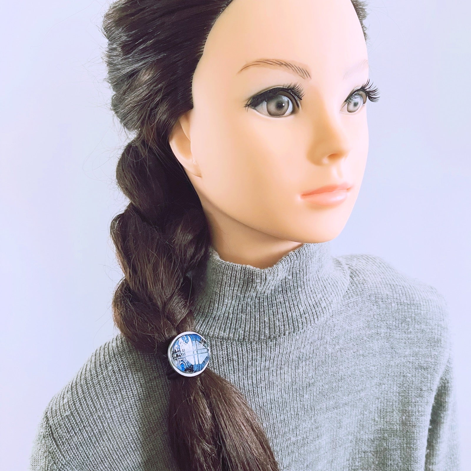 ヘアゴム 青 丸 マーブル シンプル 男女兼用 TAMARUSAN