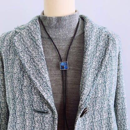 革紐ループタイ 青 マーブル メンズアクセサリー ループタイ