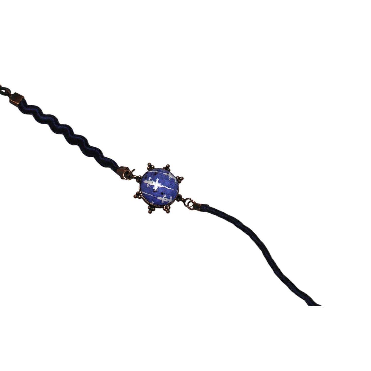 眼鏡チェーン ヤモリ 花 ブルー リボン TAMARUSAN