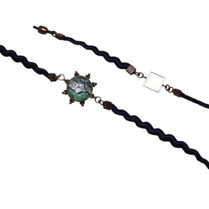 眼鏡チェーン ヤモリ 花 ブルー リボン TAMARUSAN