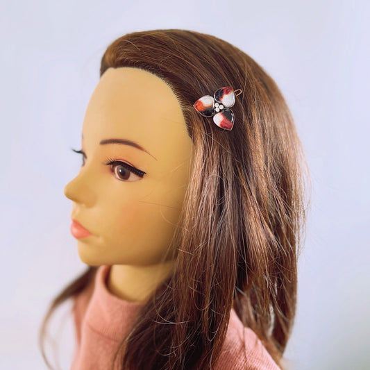 パッチン留め 茶色 ハンドメイド 三毛猫 花 TAMARUSAN