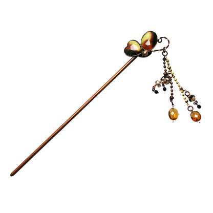 かんざし 蝶 茶色 白 三毛猫柄 TAMARUSAN