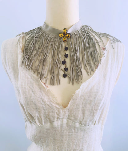 チョーカー フリンジ チーター 黄色 ネックレス