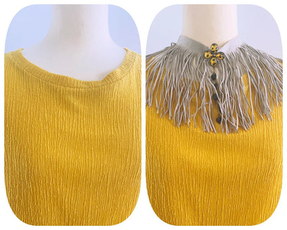 チョーカー フリンジ チーター 黄色 ネックレス