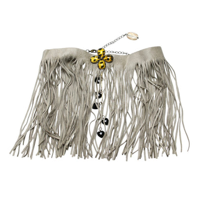 チョーカー フリンジ チーター 黄色 ネックレス