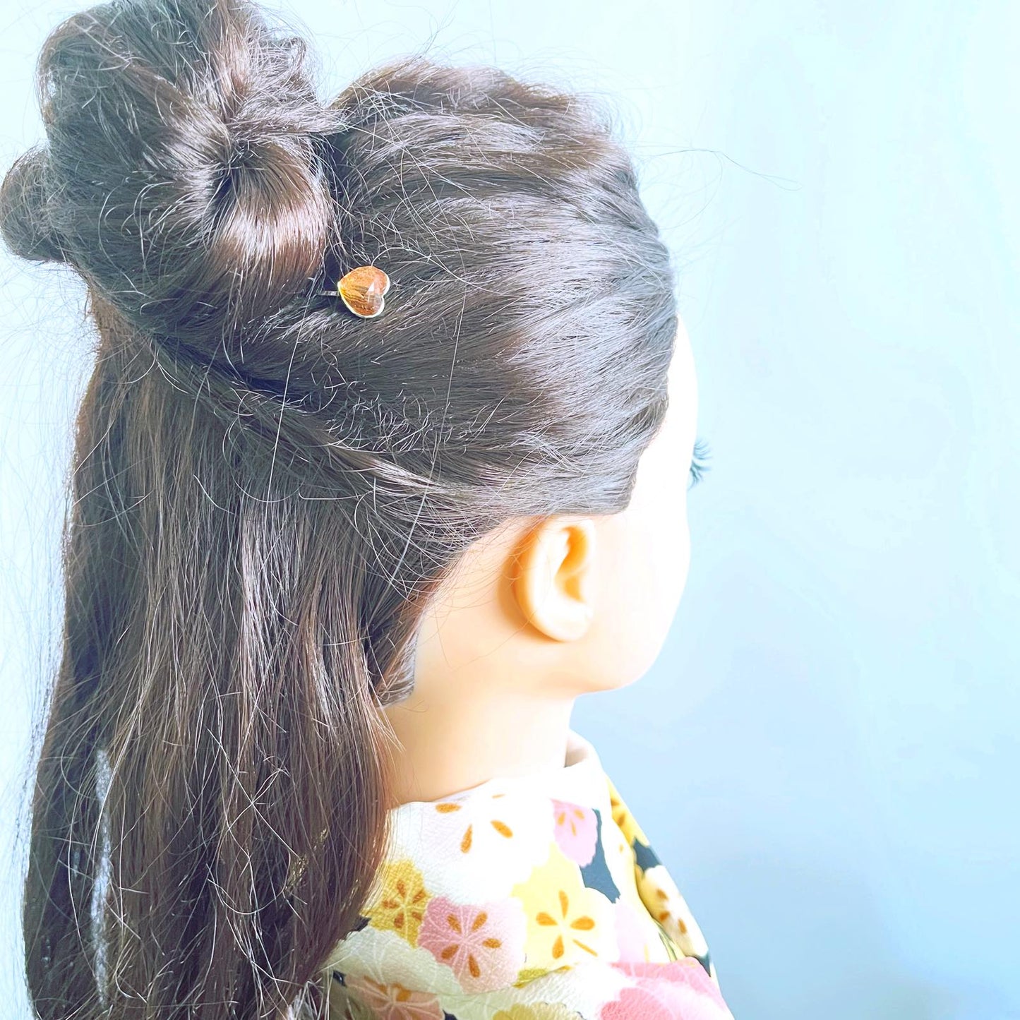 ヘアピン ピンク ラメ 木目 ハート 高級ヘアピン