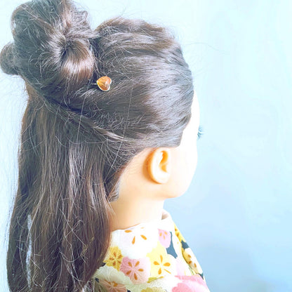 ヘアピン ピンク ラメ 木目 ハート 高級ヘアピン