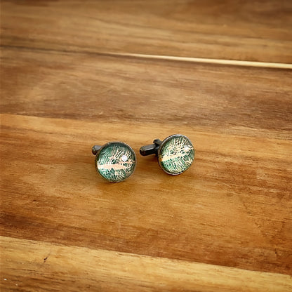 カフスボタン 森 緑 ピンク TAMARUSAN