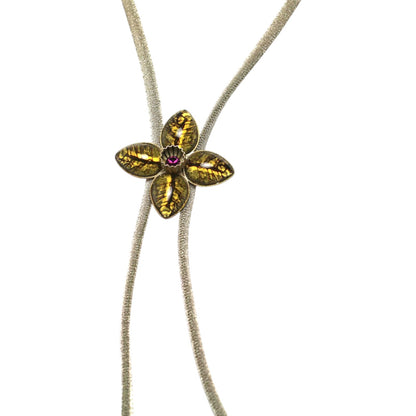 ロングネックレス ループタイ グレー フリンジ