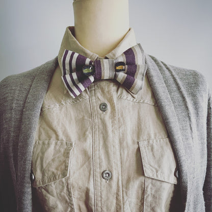 蝶ネクタイ ボタンカバー 紫 水引 TAMARUSAN