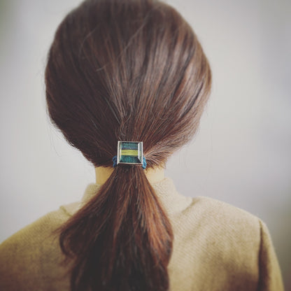ヘアゴム 水引 青 四角 男女兼用 高級ヘアゴム