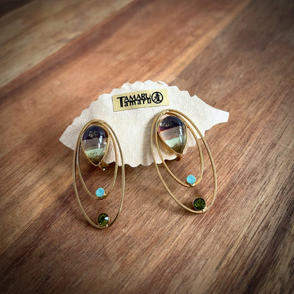 イヤリング フープ 虹 紫 軽量 TAMARUSAN