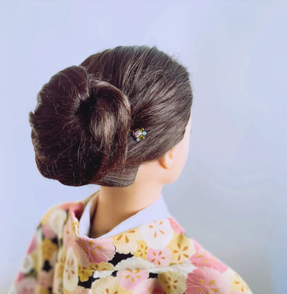 猫 肉球 ヘアピン 紫 虹 高級ヘアピン