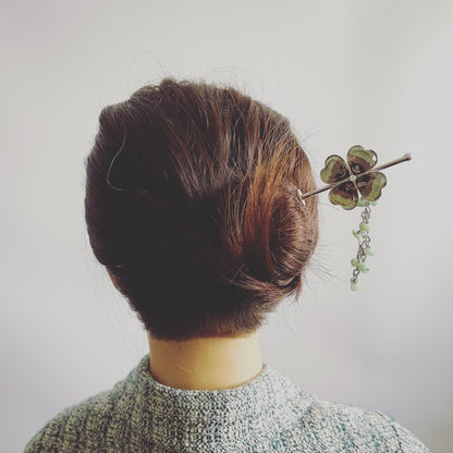 着せ替えかんざし 花 木製 虹 パープル TAMARUSAN