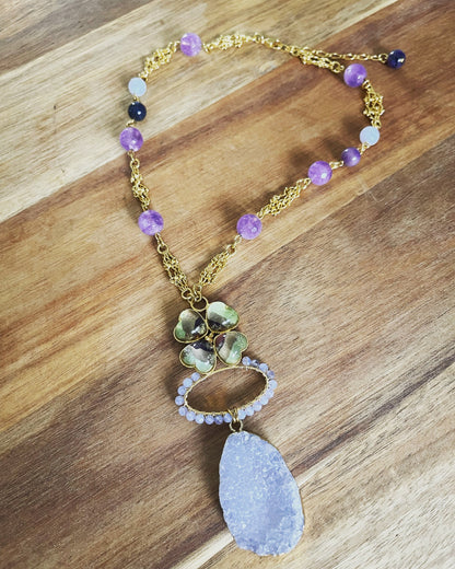 ネックレス パープル クローバー アメジスト ネックレス