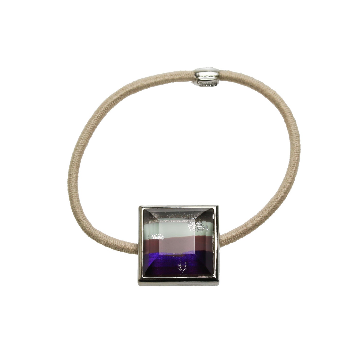 ヘアゴム パープル 虹 四角 男女兼用 高級ヘアゴム ベージュ