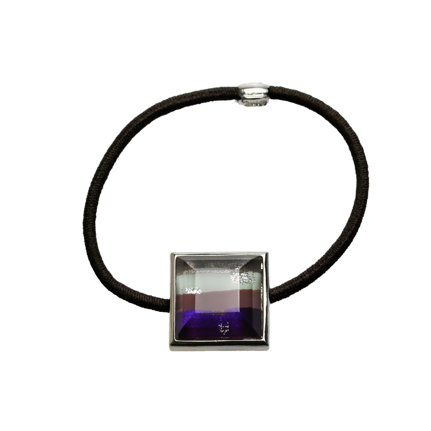 ヘアゴム パープル 虹 四角 男女兼用 高級ヘアゴム 黒