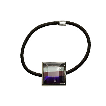 ヘアゴム パープル 虹 四角 男女兼用 高級ヘアゴム 黒