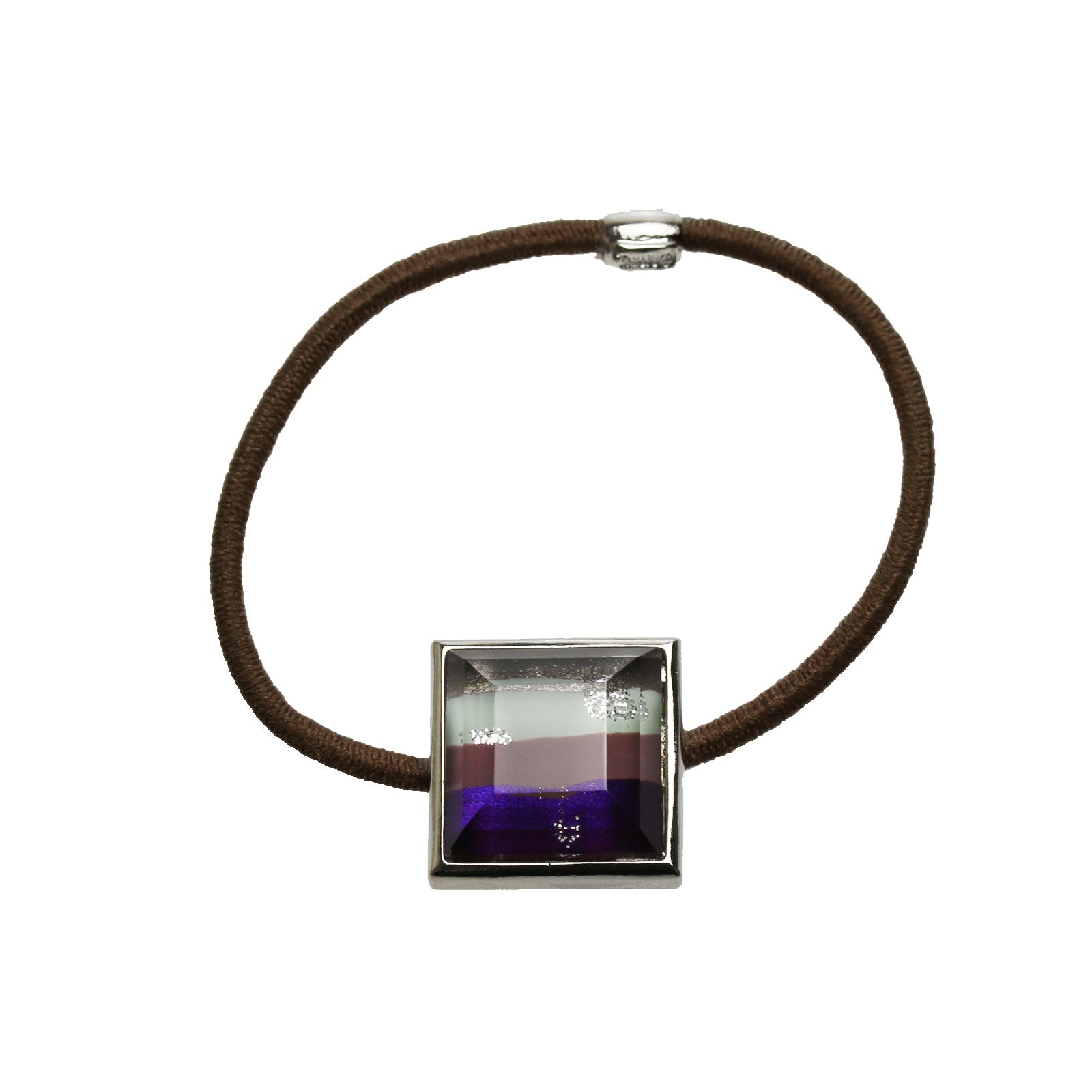 ヘアゴム パープル 虹 四角 男女兼用 高級ヘアゴム 茶色