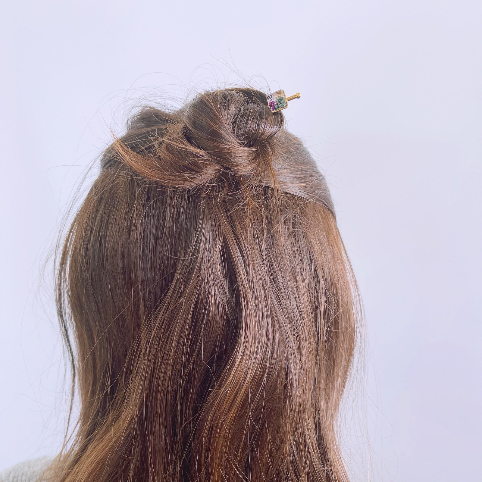 短いかんざし ゴールド 紫 四角 TAMARUSAN