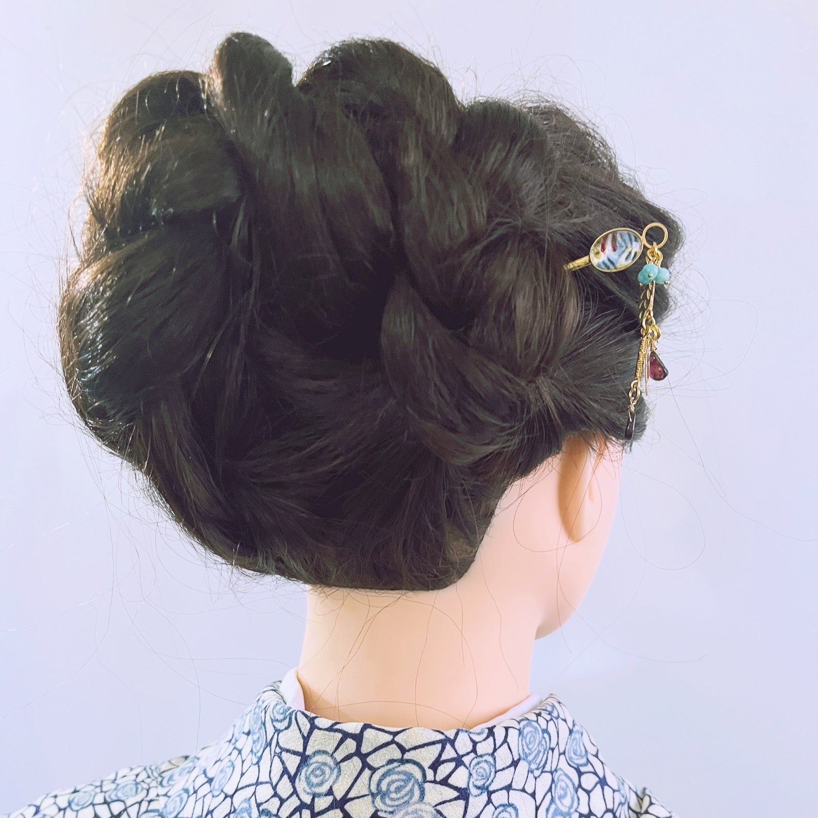 短めかんざし ゴールド ジャングル模様 マルチカラー TAMARUSAN