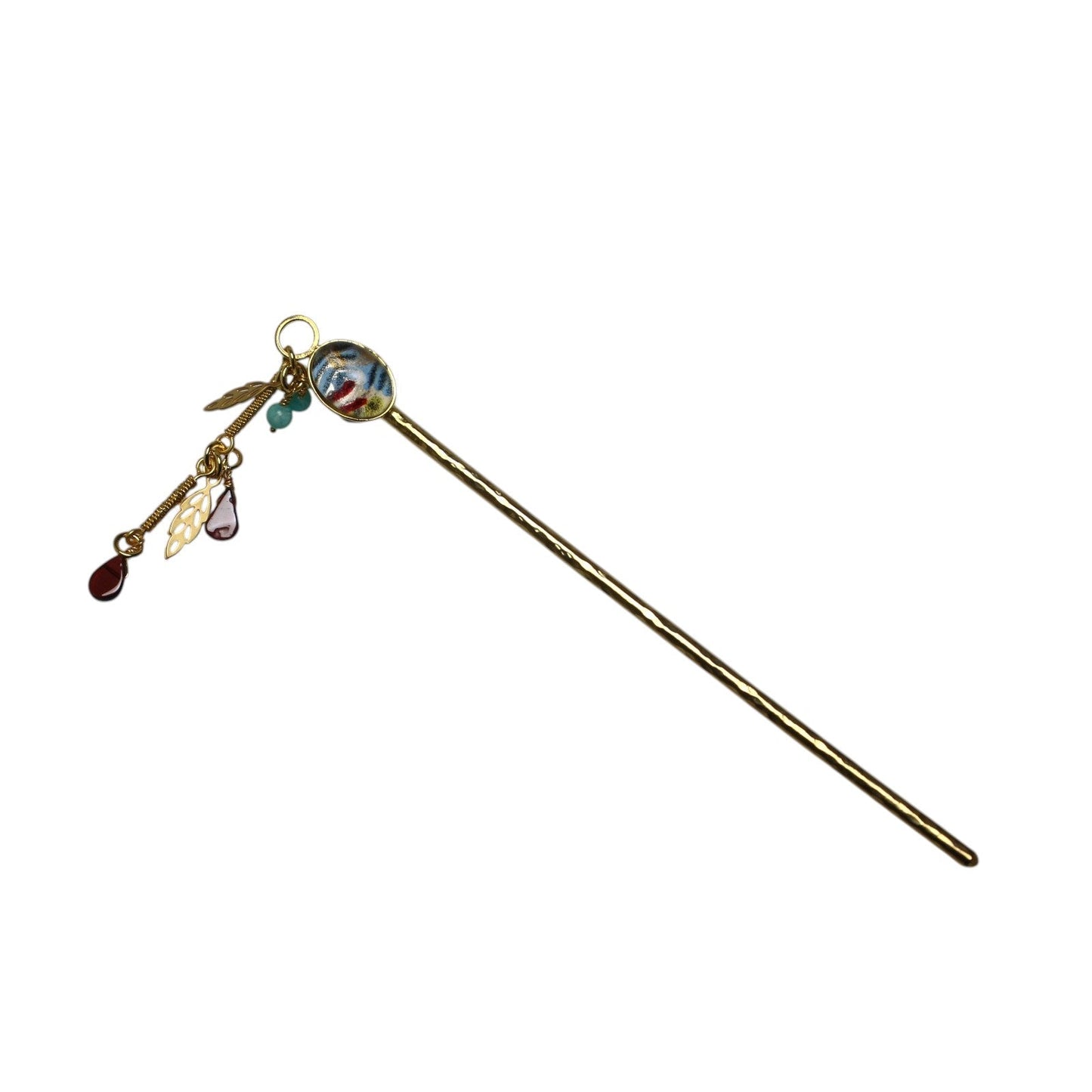 短いかんざし ゴールド 紫 四角 TAMARUSAN