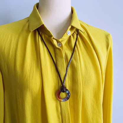 眼鏡ホルダー 革紐 2 way パンジー オレンジ TAMARUSAN