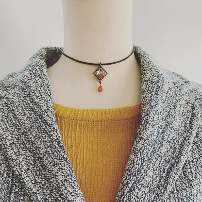 革紐チョーカー パンジー オレンジ カーネリアン TAMARUSAN