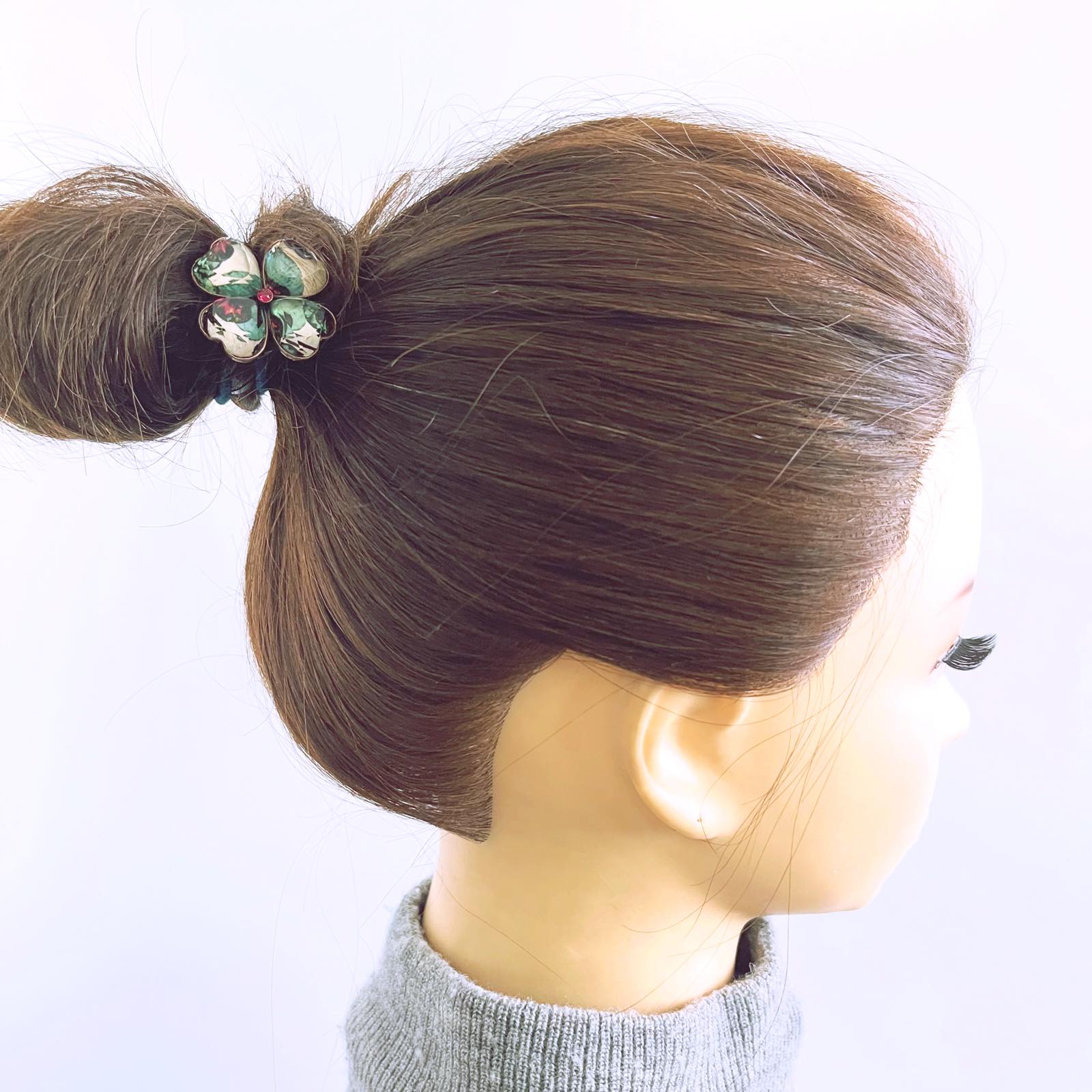 花 ヘアゴム パンジー クローバー 贈り物 マルチカラー 高級ヘアゴム