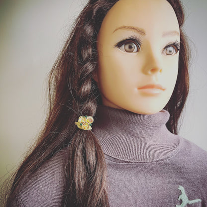 ヘアゴム シンプル パンジー 黄 緑 高級 大人 TAMARUSAN