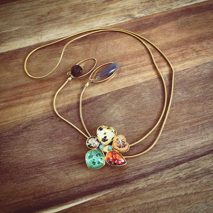 チェーンループタイ 花 ミックスカラー 24k TAMARUSAN