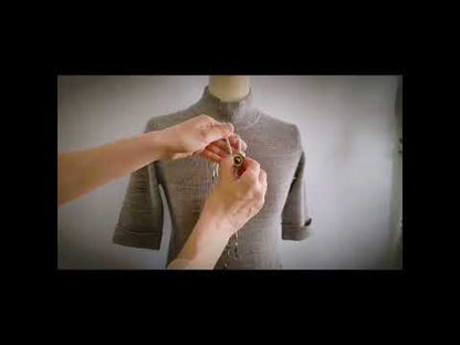 リボンループタイ 黄緑 茶色 タイガーアイ