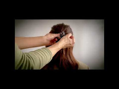 かんざしバレッタ ミニ 組紐 シルク 水引 アーガイル ブルー